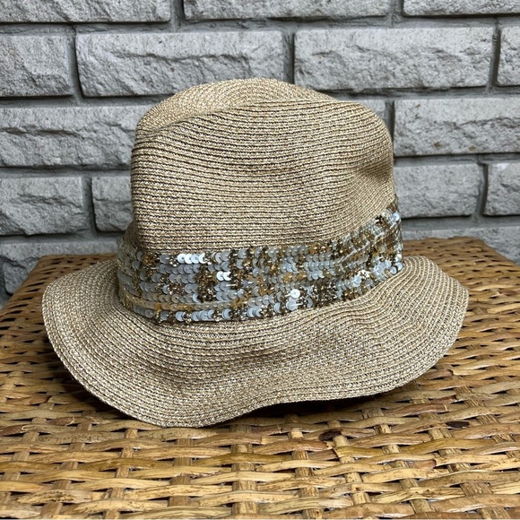 Eugenia Kim Straw Hat with Sequin Ribbon - Picture 1 of 6
